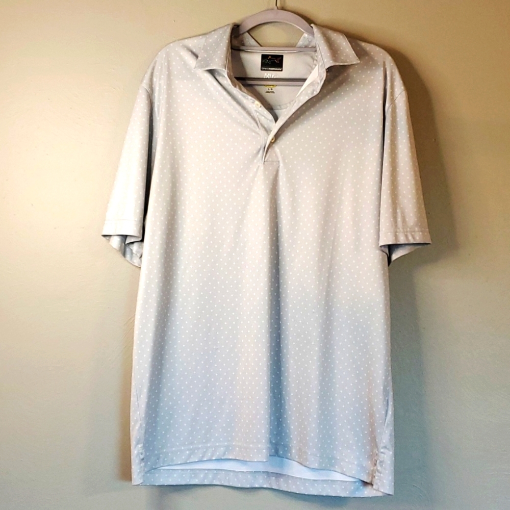 Greg Norman men's golf polo shirt. Gray, size Large